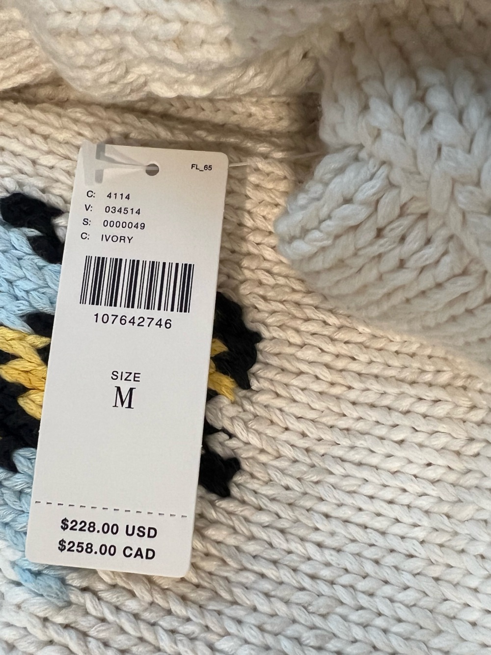 Anthropologie Bee Cardigan Sweater Maeve Icon Chunky New Medium Ivory Bumblebee - Picture 14 of 15